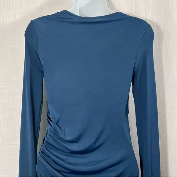 Pull&Bear‎ NWT Ruched Bodycon Cut Out Blue Mini Dress Size S - Picture 13 of 15